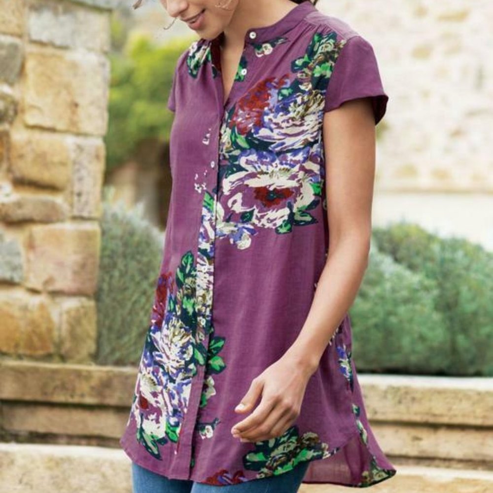 NEW SOFT SURROUNDINGS Bouquet of Roses Tunic PM   (10-12)